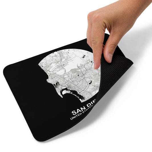 San Diego Circular White Map Mouse Pad