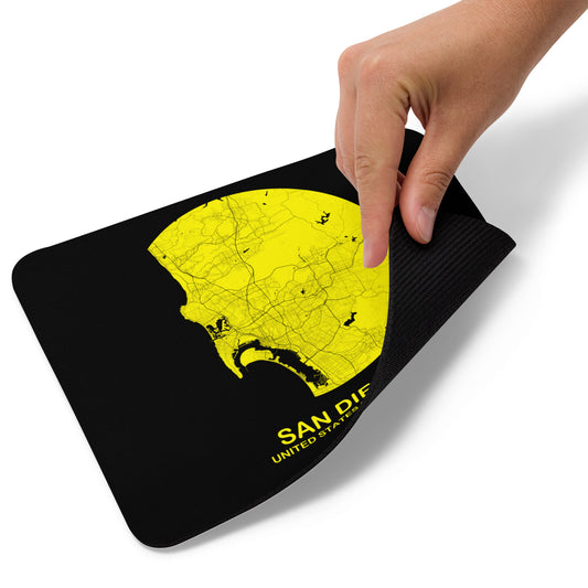 San Diego Circular Yellow Map Mouse Pad