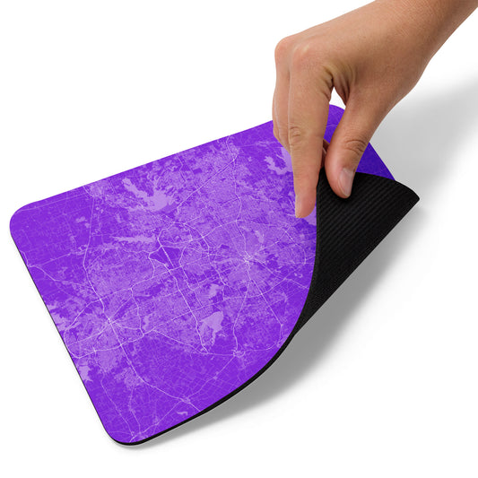 Dallas Purple and White Map Mouse Pad