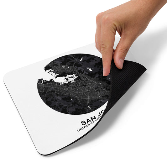 San Jose Circular Black Map Mouse Pad