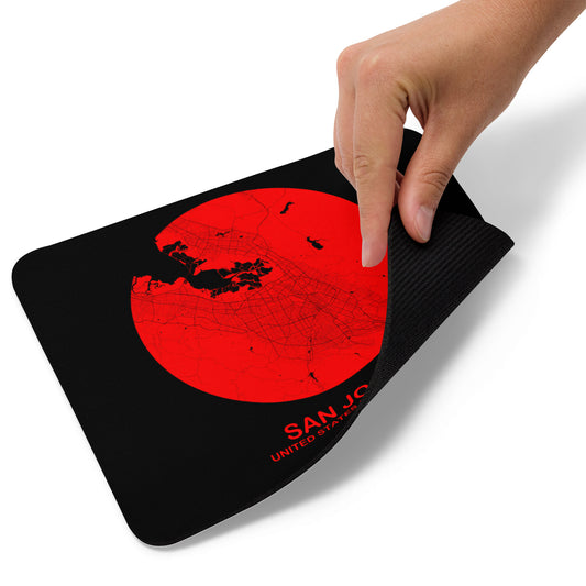 San Jose Circular Red Map Mouse Pad