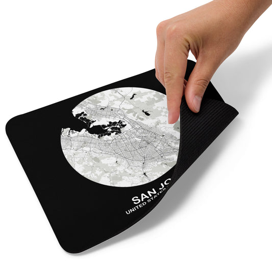 San Jose Circular White Map Mouse Pad