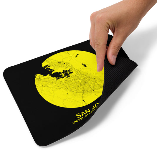 San Jose Circular Yellow Map Mouse Pad