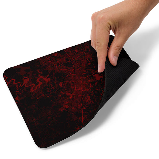 Austin Black and Red Map Mouse Pad