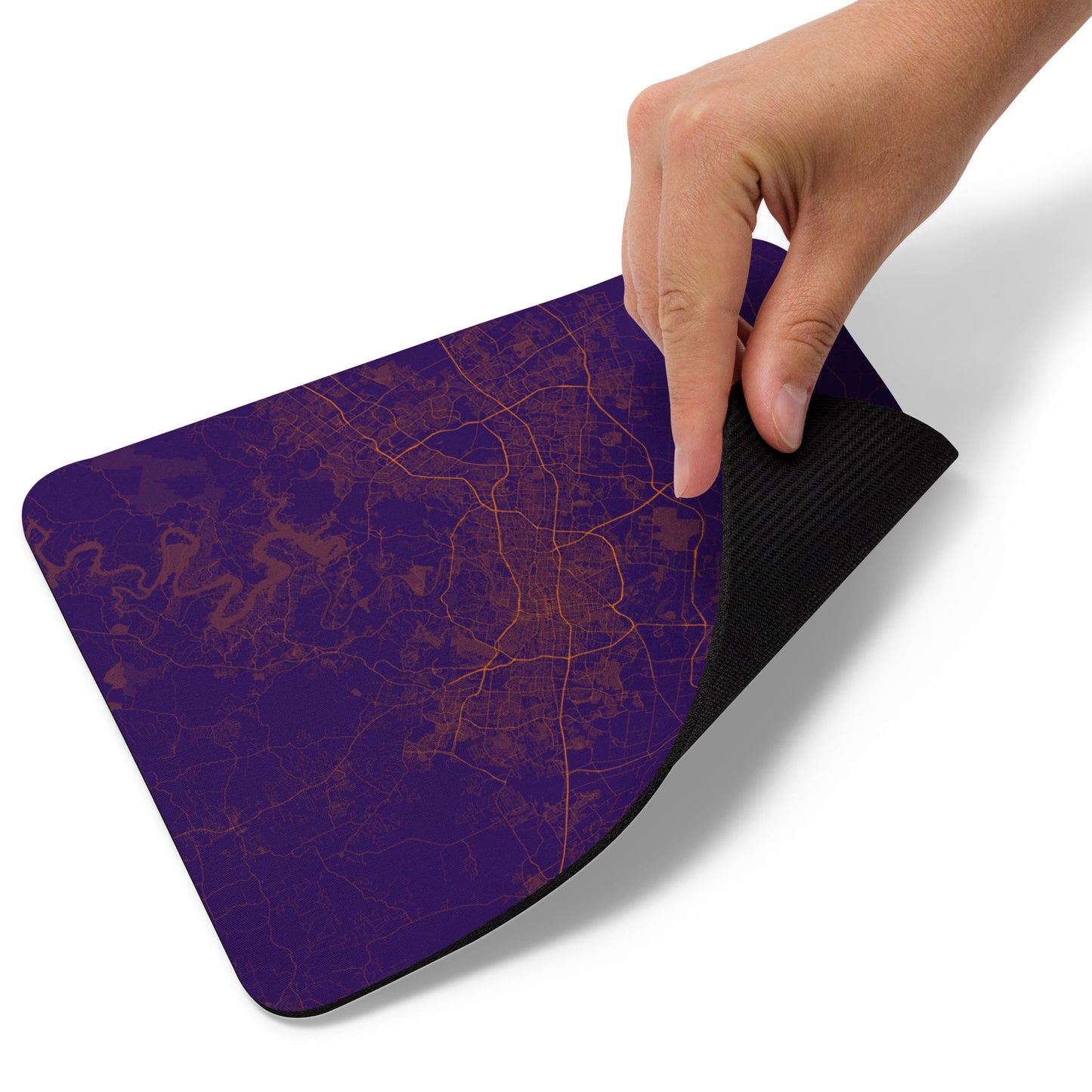 Austin Purple and Orange Map Mouse Pad