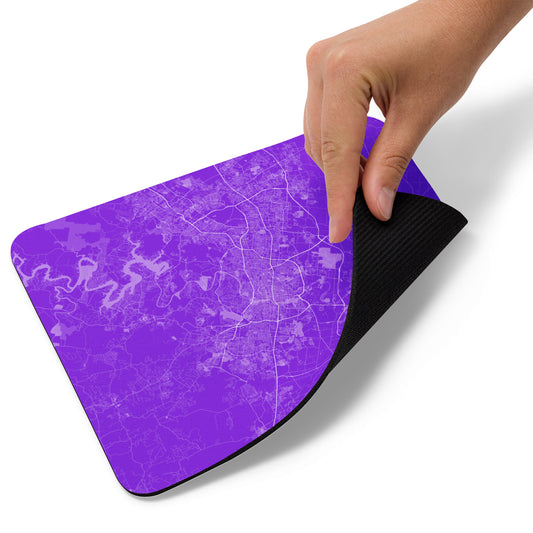 Austin Purple and White Map Mouse Pad