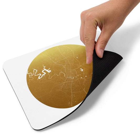 Austin Gold on White Map Mouse Pad