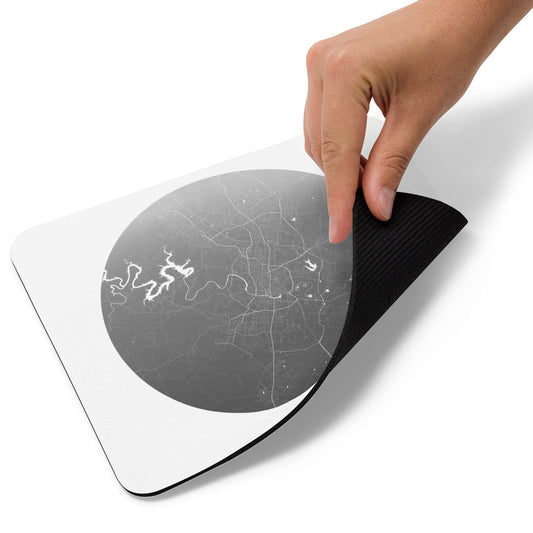 Austin Silver on White Map Mouse Pad