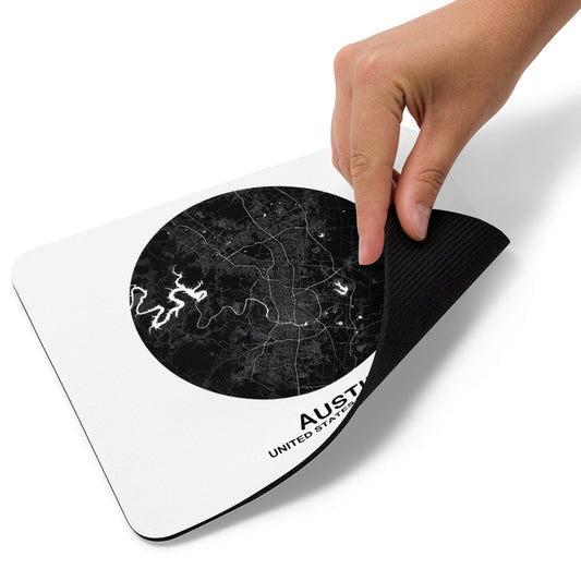 Austin Circular Black Map Mouse Pad