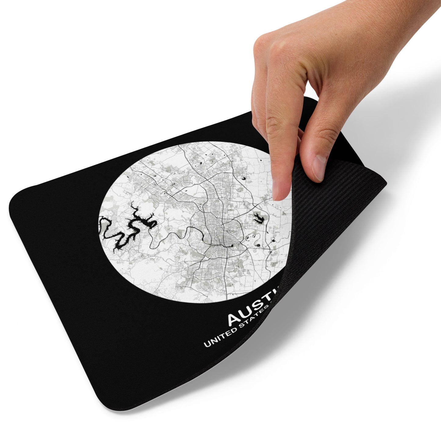 Austin Circular White Map Mouse Pad