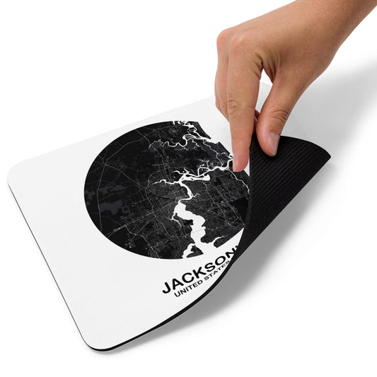 Jacksonville Circular Black Map Mouse Pad