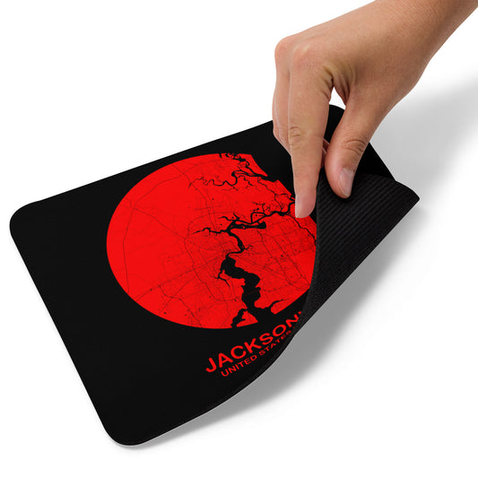 Jacksonville Circular Red Map Mouse Pad