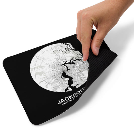 Jacksonville Circular White Map Mouse Pad