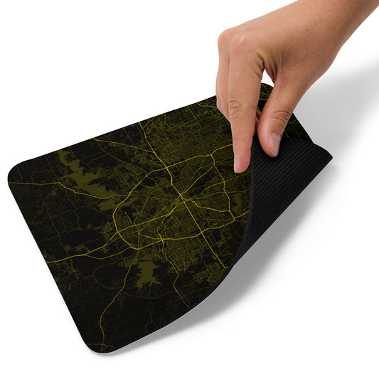 Fort Worth Black and Yellow Map Mouse Pad