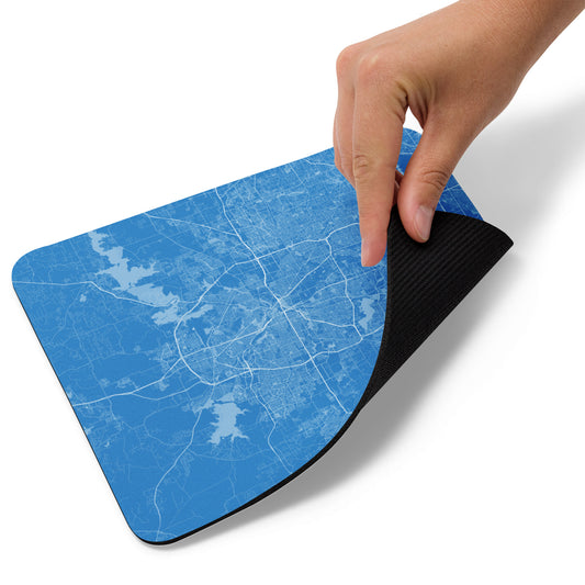 Fort Worth Blue and White Map Mouse Pad