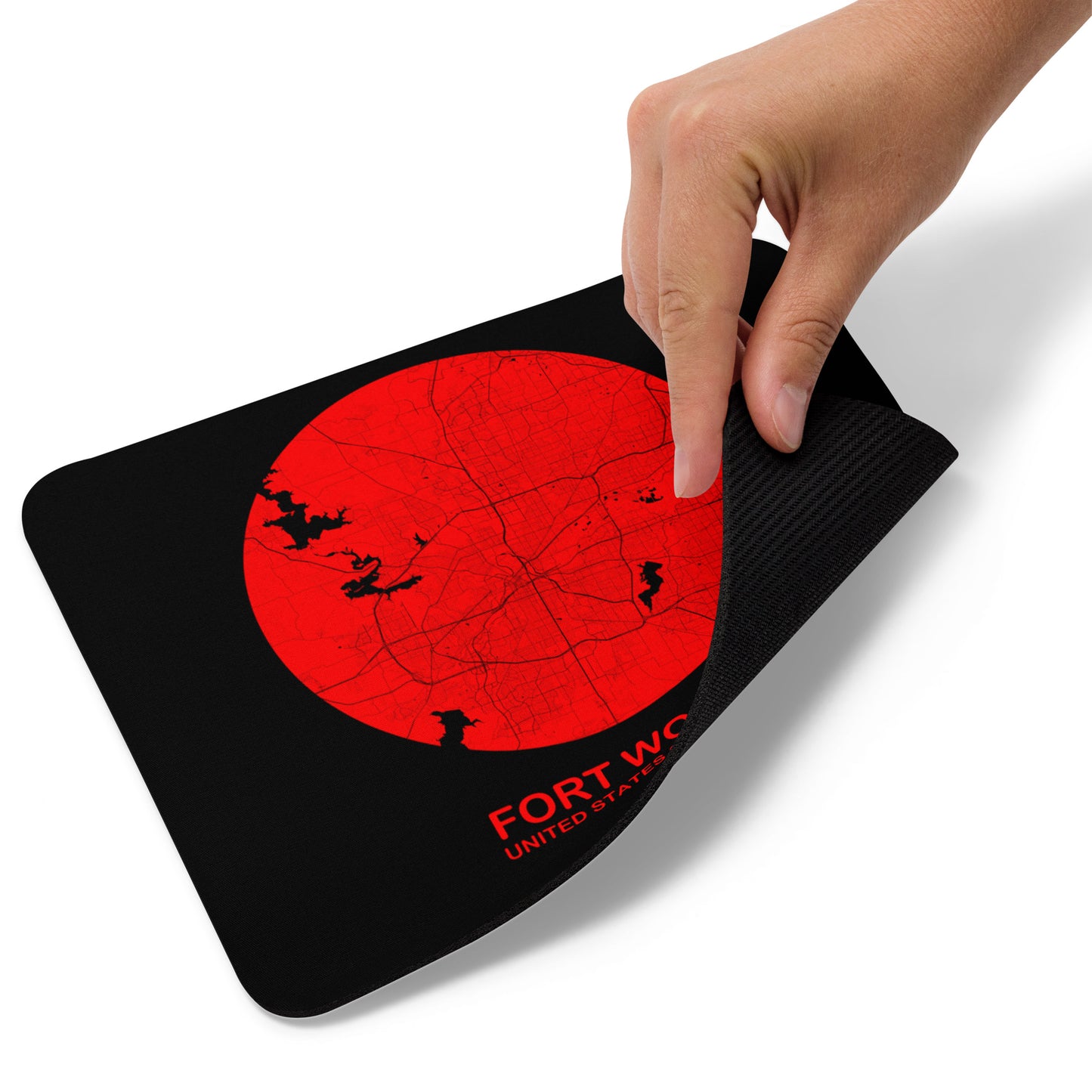 Fort Worth Circular Red Map Mouse Pad