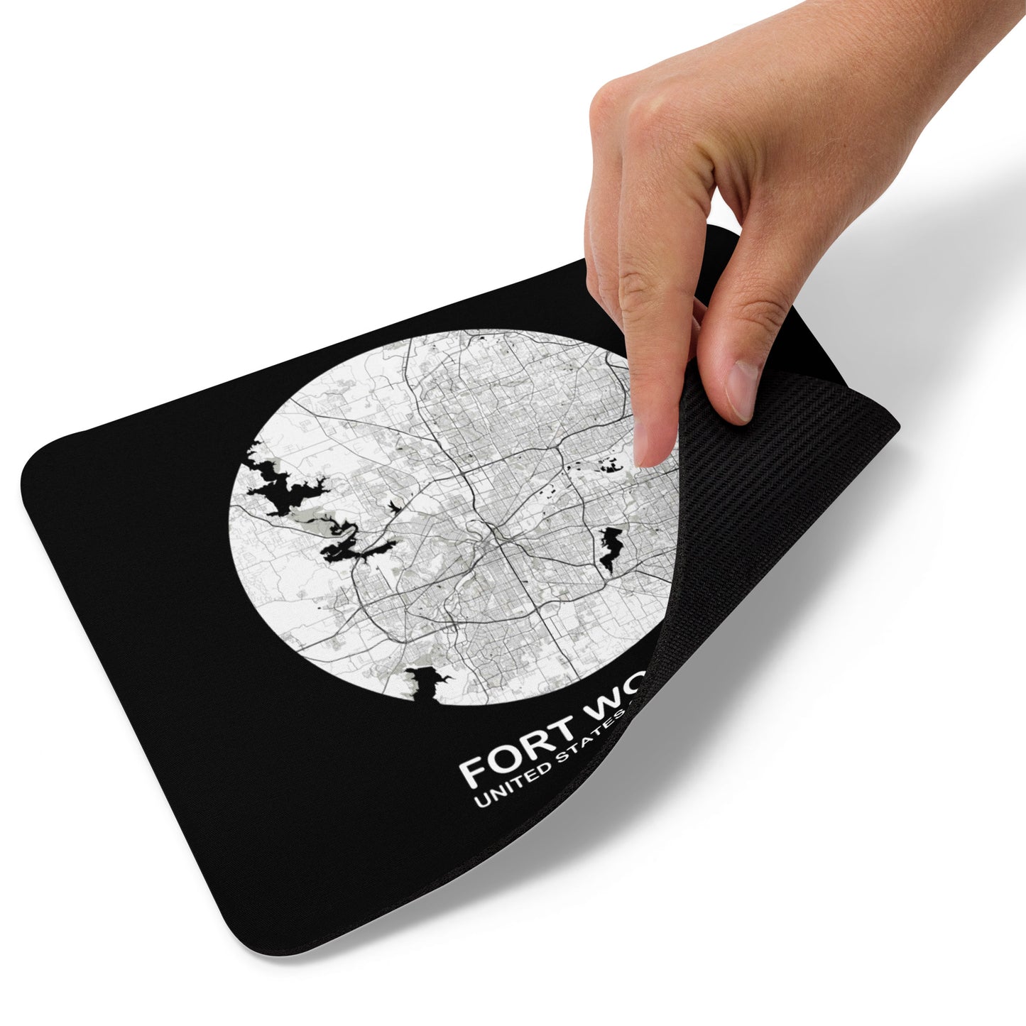 Fort Worth Circular White Map Mouse Pad