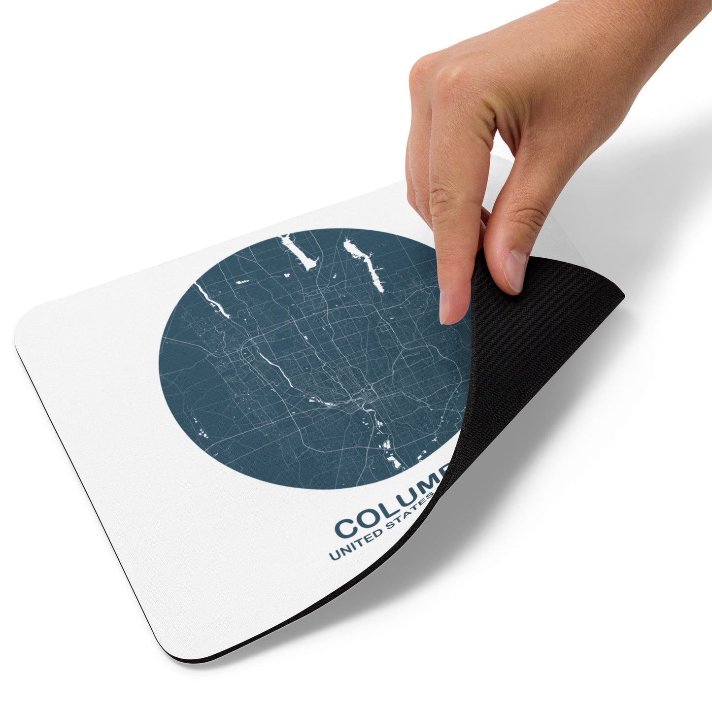 Columbus Circular Blue Map Mouse Pad