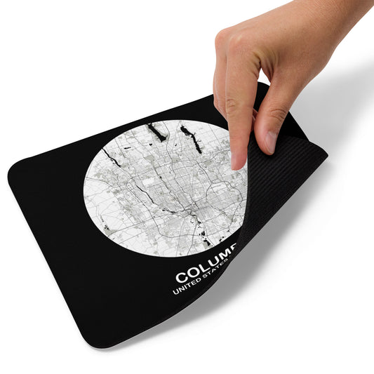 Columbus Circular White Map Mouse Pad