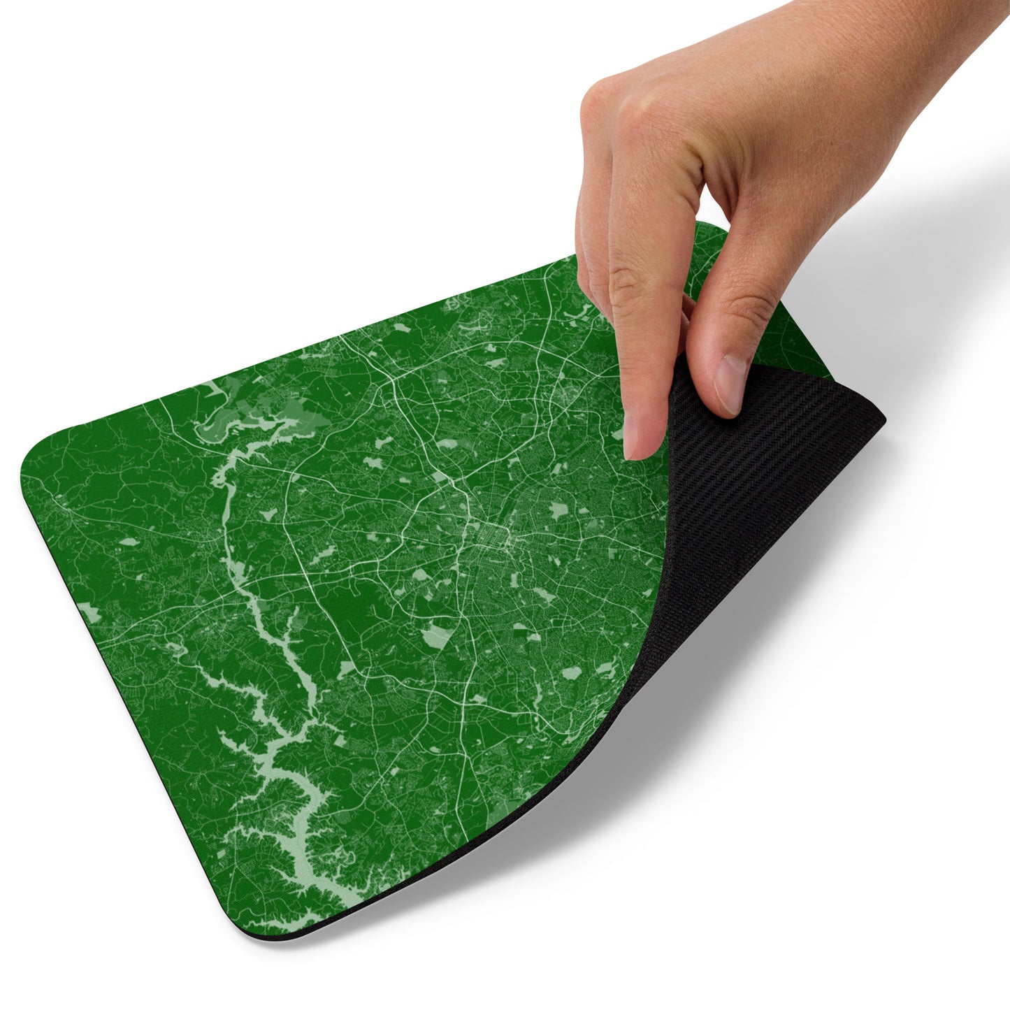 Charlotte Green and White Map Mouse Pad