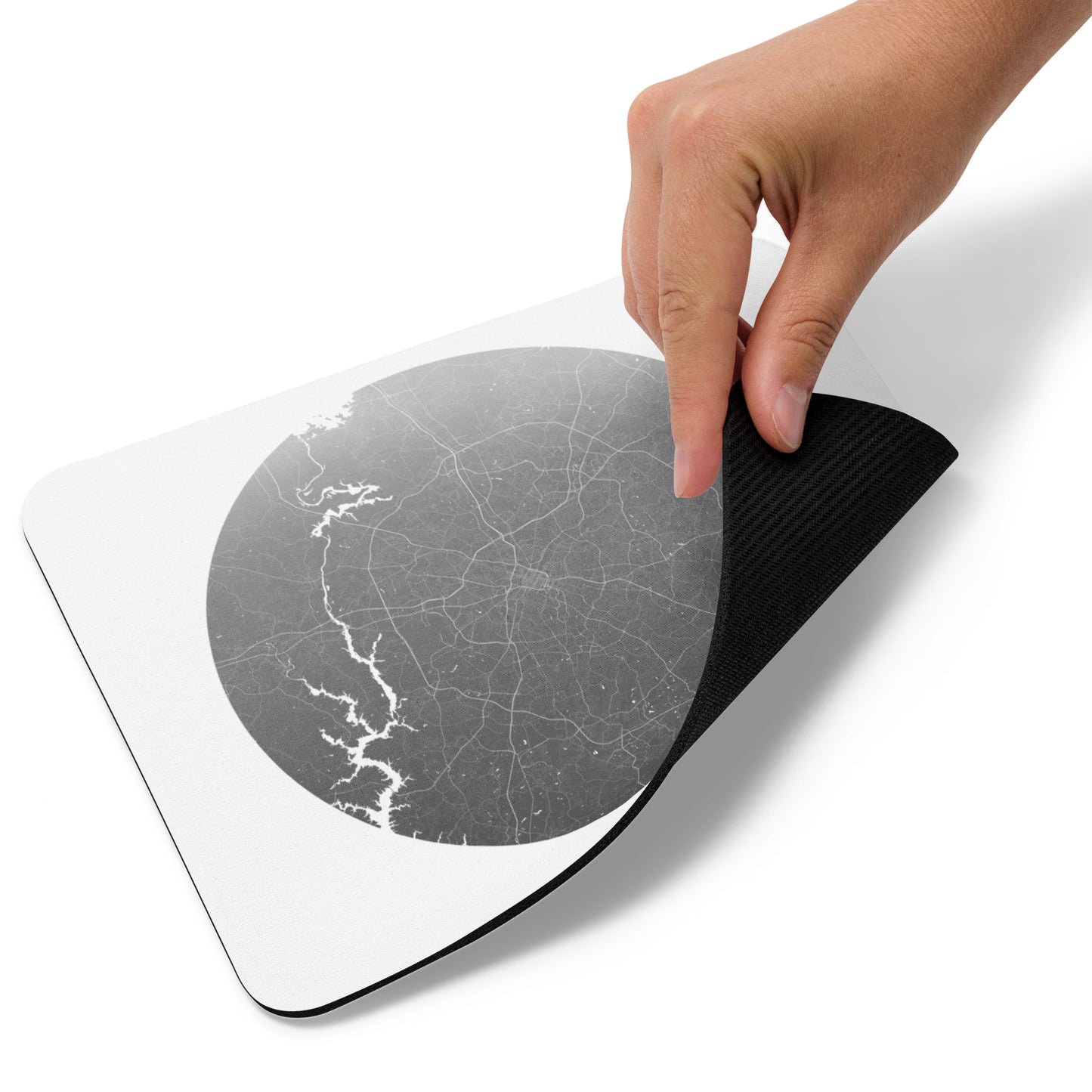 Charlotte Silver on White Map Mouse Pad