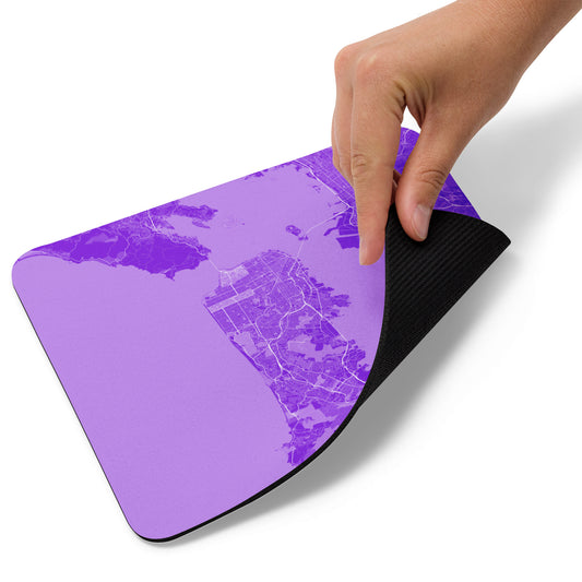 San Francisco Purple and White Map Mouse Pad