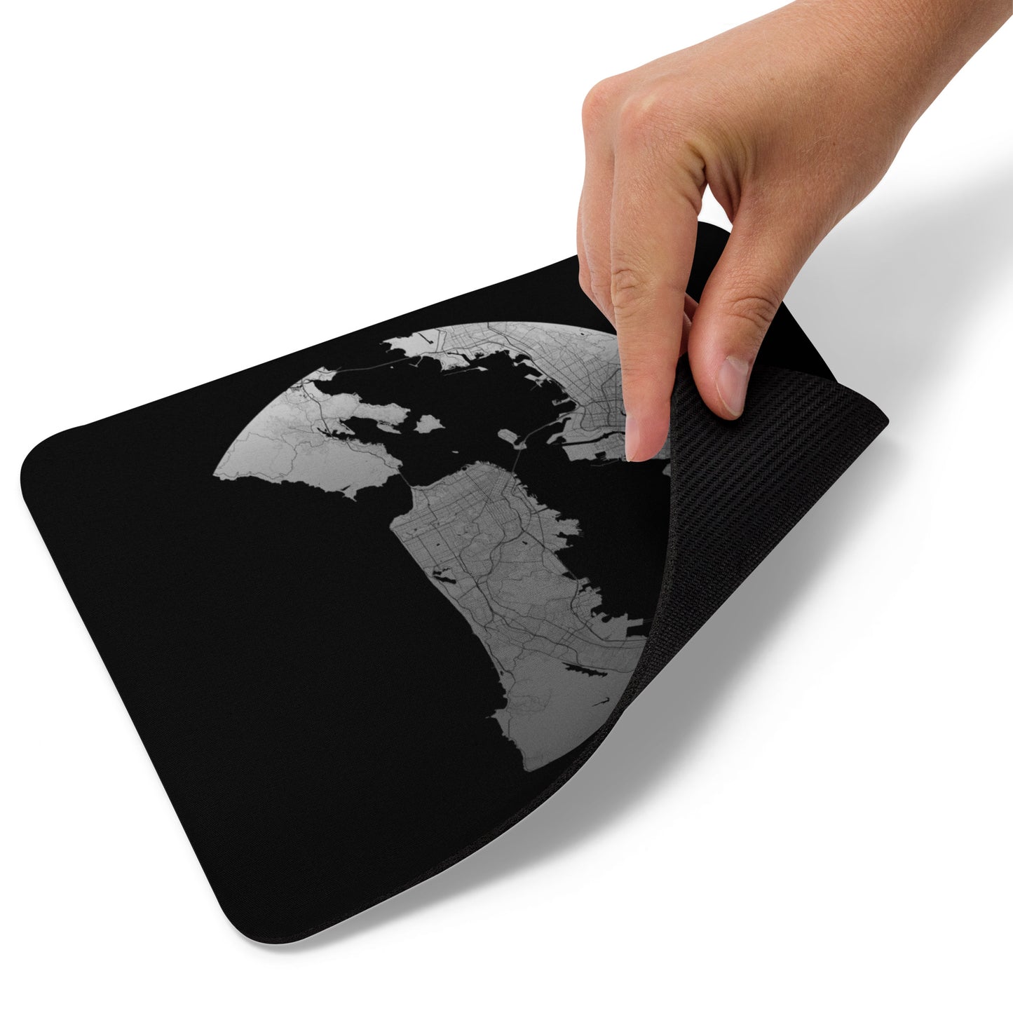 San Francisco Silver on Black Map Mouse Pad