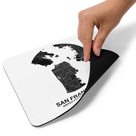 San Francisco Circular Black Map Mouse Pad