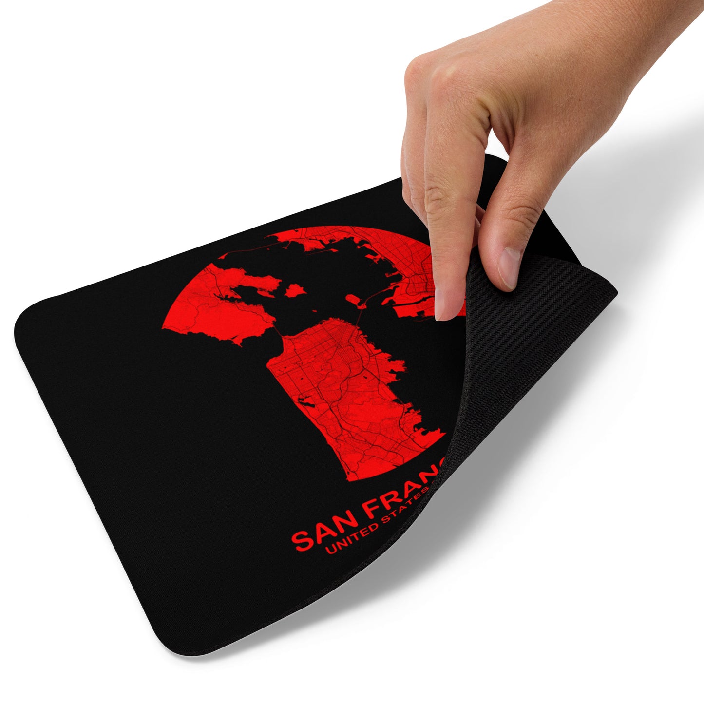 San Francisco Circular Red Map Mouse Pad