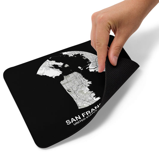 San Francisco Circular White Map Mouse Pad