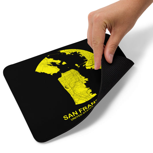 San Francisco Circular Yellow Map Mouse Pad