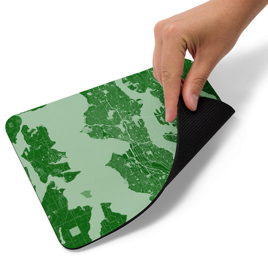 Seattle Green and White Map Mouse Pad