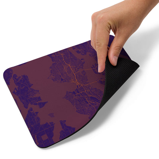 Seattle Purple and Orange Map Mouse Pad