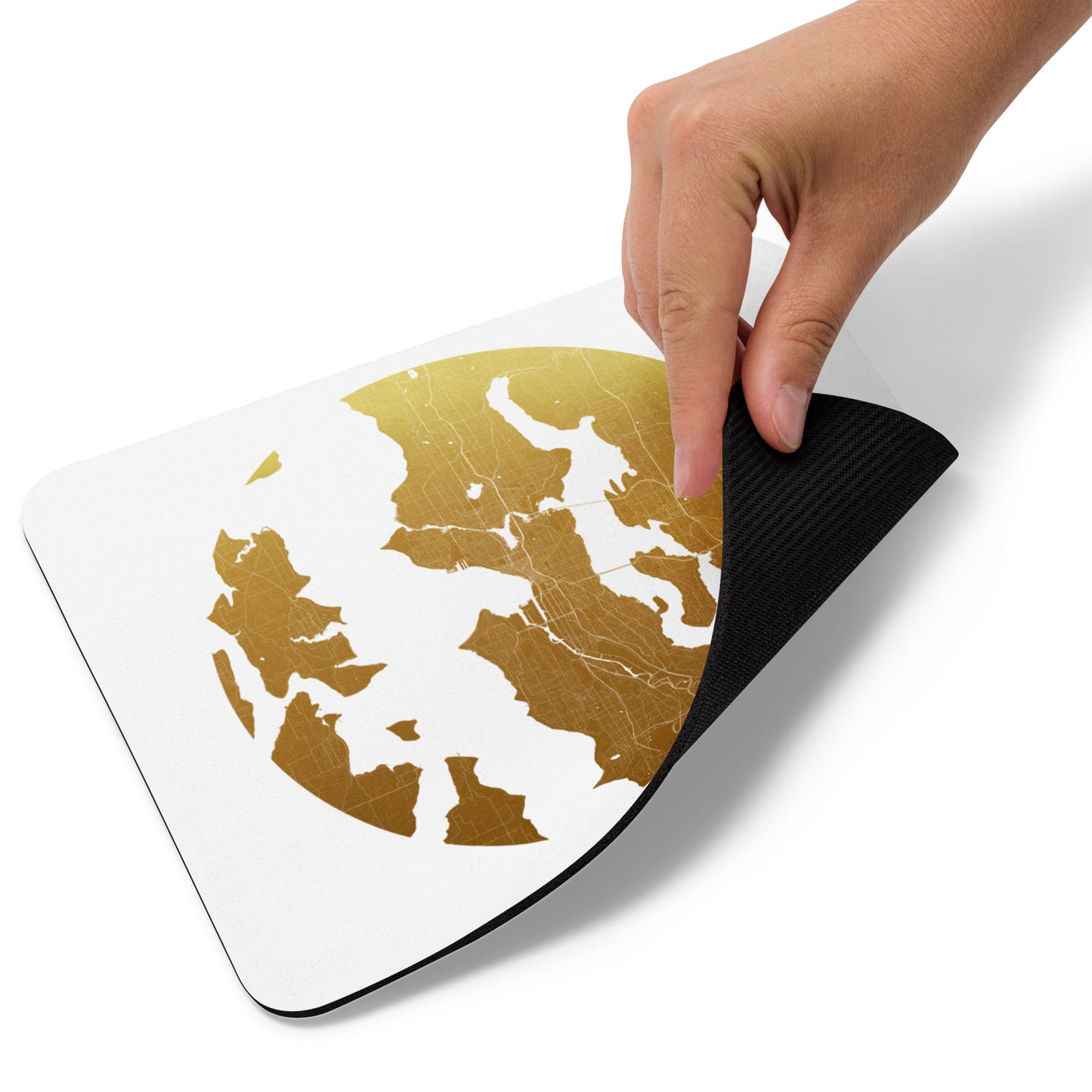 Seattle Gold on White Map Mouse Pad