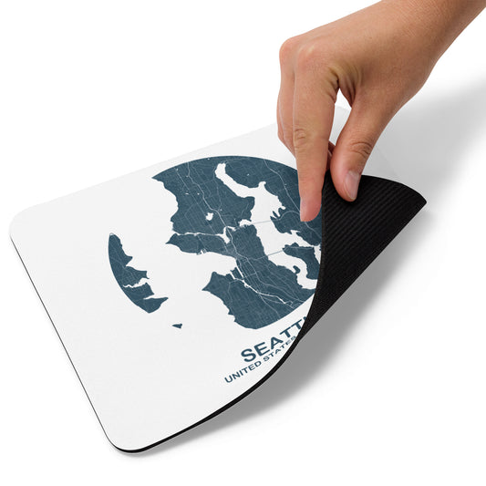 Seattle Circular Blue Map Mouse Pad