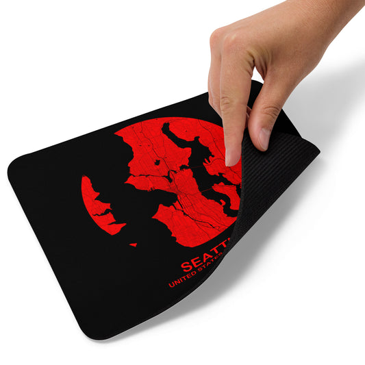 Seattle Circular Red Map Mouse Pad