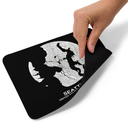 Seattle Circular White Map Mouse Pad