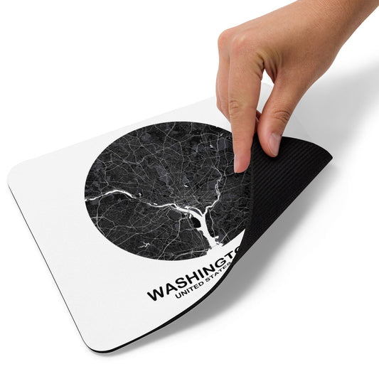 Washington, D.C. Circular Black Map Mouse Pad