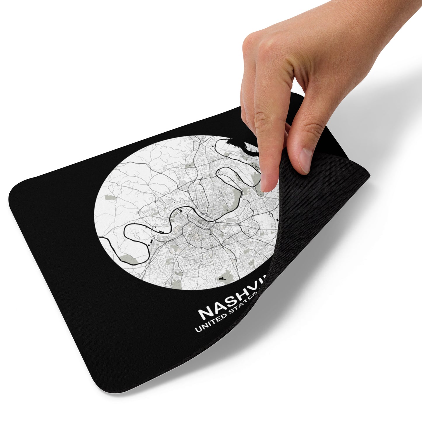 Nashville Circular White Map Mouse Pad