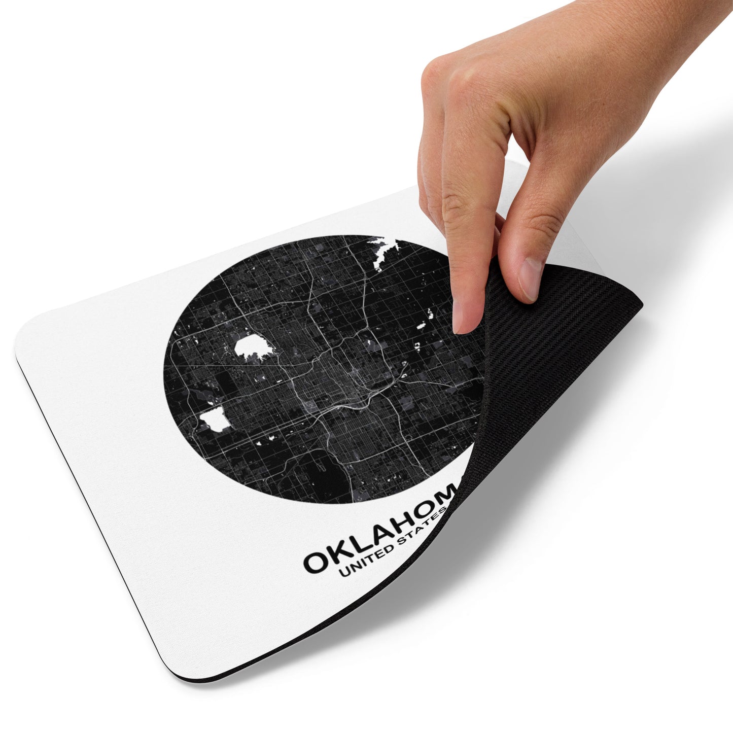 Oklahoma City Circular Black Map Mouse Pad