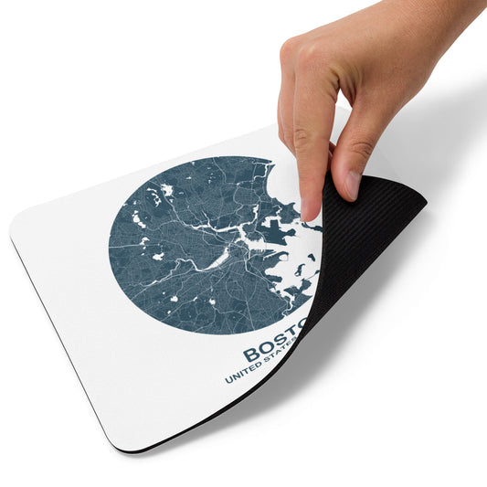 Boston Circular Blue Map Mouse Pad