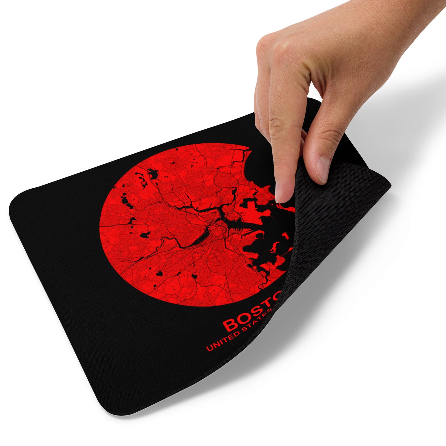 Boston Circular Red Map Mouse Pad