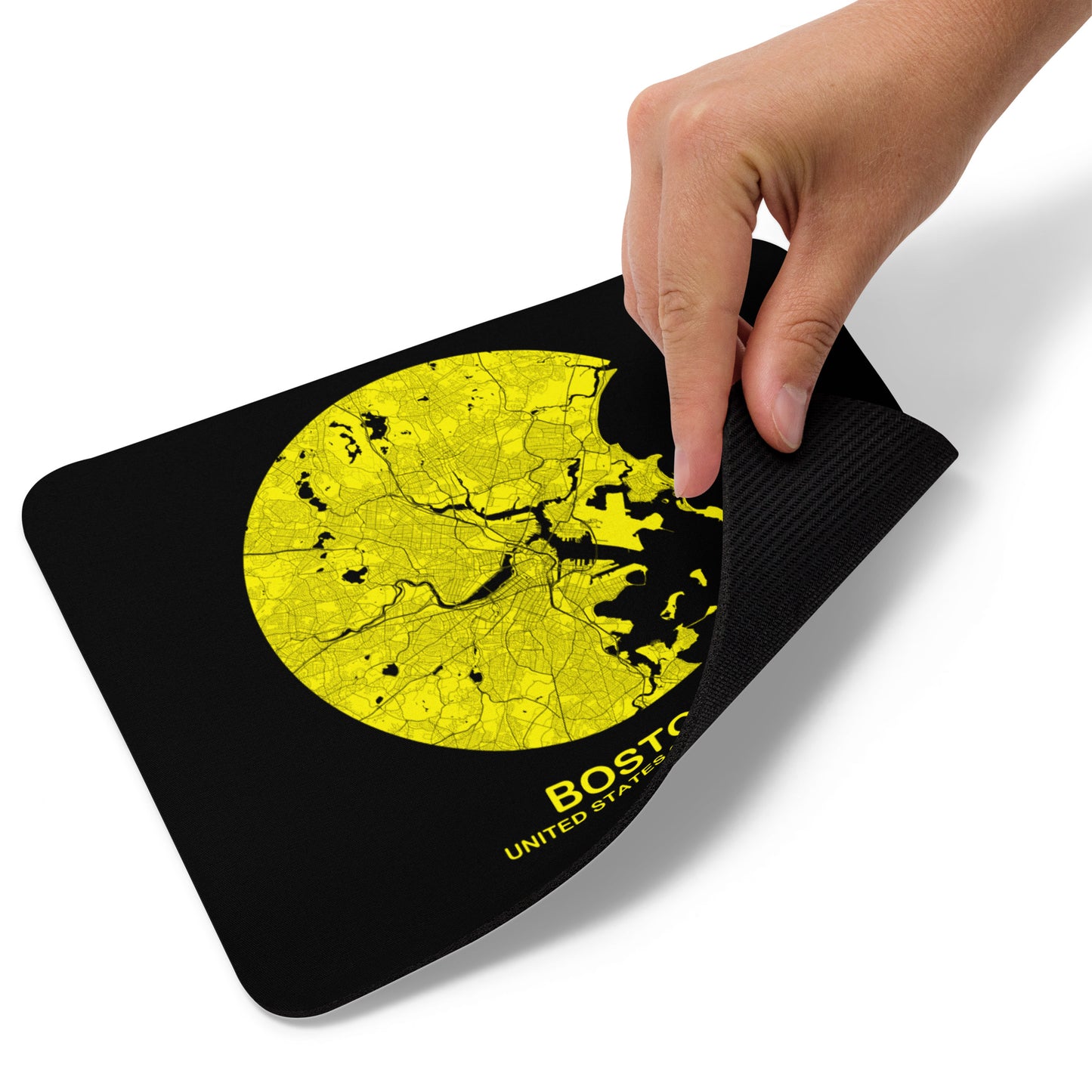 Boston Circular Yellow Map Mouse Pad