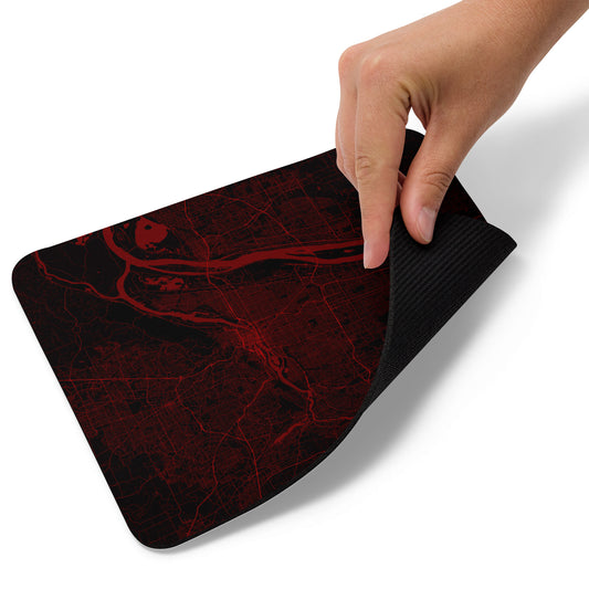 Portland Black and Red Map Mouse Pad