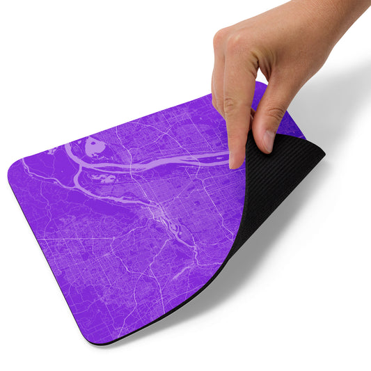 Portland Purple and White Map Mouse Pad