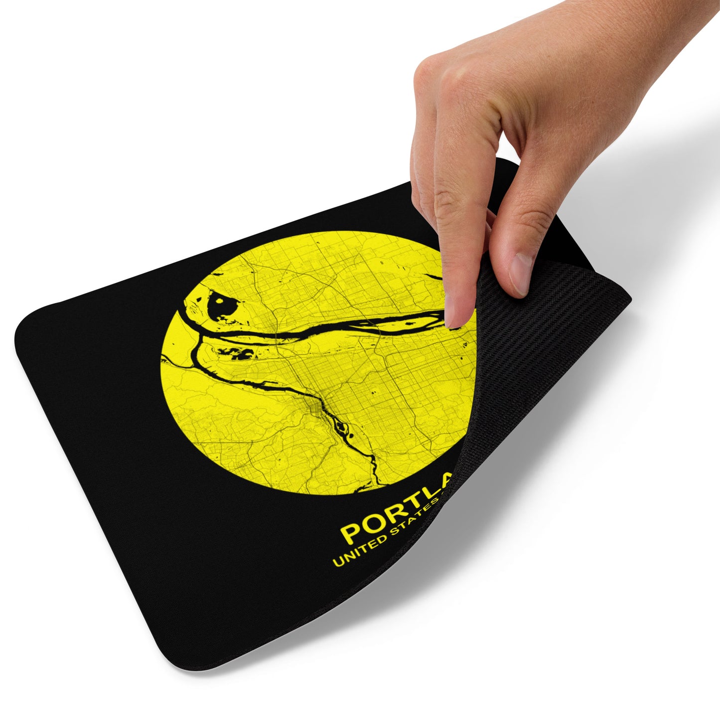 Portland Circular Yellow Map Mouse Pad