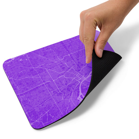 Detroit Purple and White Map Mouse Pad