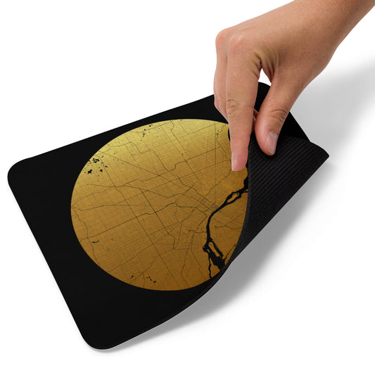 Detroit Gold on Black Map Mouse Pad