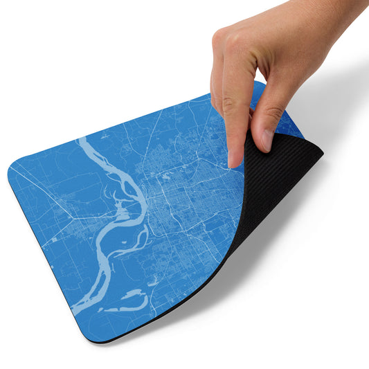 Memphis Blue and White Map Mouse Pad