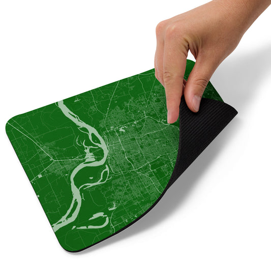 Memphis Green and White Map Mouse Pad